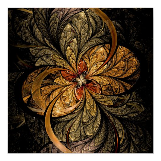 輝く葉Fractal Art ポスター (正面)