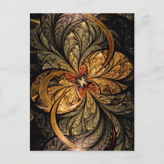 輝く葉Fractal Art ポストカード (正面)