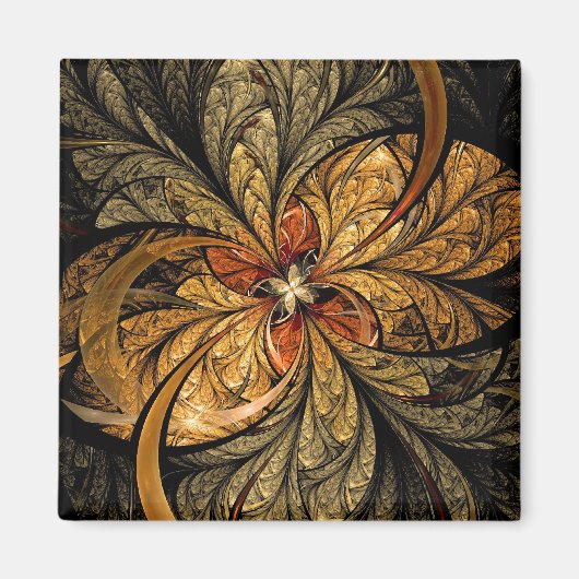 輝く葉Fractal Art マグネット (正面)