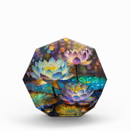 輝く蓮の花のトリオ フォトブロック