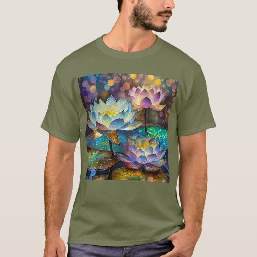 輝く蓮の花のトリオ Tシャツ (正面)