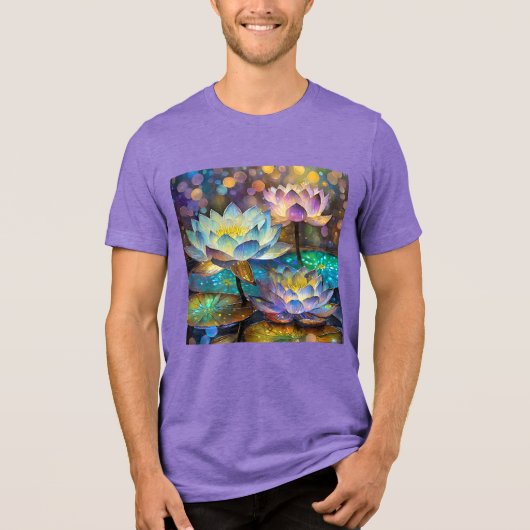 輝く蓮の花トリオ トライブレンドTシャツ (正面)