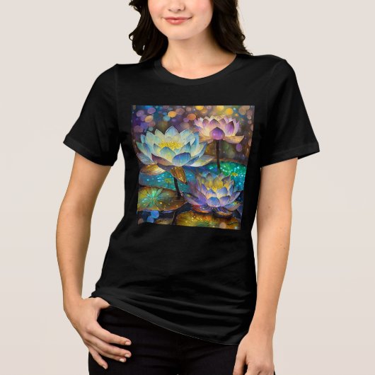 輝く蓮の花トリオ トライブレンドTシャツ (正面)