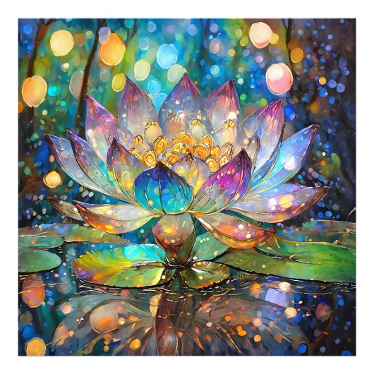 輝く蓮の花 フォトプリント (正面)