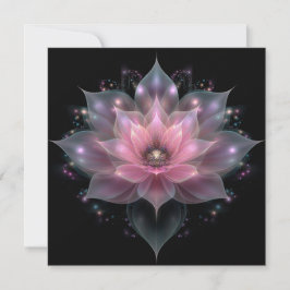 輝く蓮の花 - ライトピンク ブラック フローラル 招待状