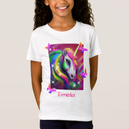輝く虹のユニコーン ヘッド Tシャツ