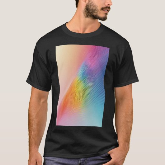 輝く虹の流れ:抽象的なパステルウェーブ Tシャツ (正面)