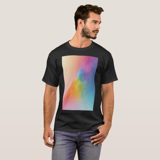輝く虹の流れ:抽象的なパステルウェーブ Tシャツ (正面フル)