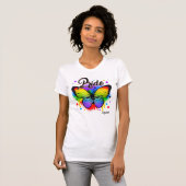 輝く虹の蝶 LGBTQプライドエンブレム Tシャツ (正面フル)