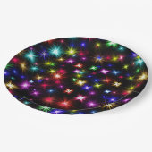 輝く虹の輝き、星と花火 ペーパープレート (アングル)