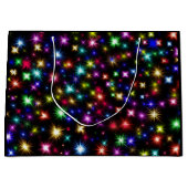 輝く虹の輝き、星と花火 ラージペーパーバッグ (正面)