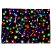 輝く虹の輝き、星と花火 ラージペーパーバッグ (裏面)