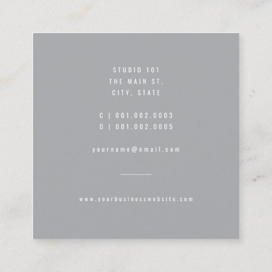 輝く虹色のミニマモダンリスト写真家 スクエア名刺 (裏面)