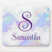輝く虹色の虹色の大理石モノグラム名 マウスパッド (正面)