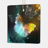 輝く蝶と夜の蝶 セラミックオーナメント (左)