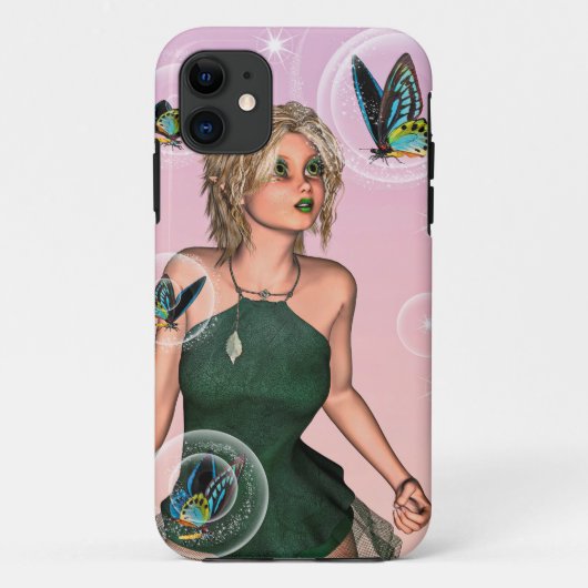 輝く蝶の妖精ファンタジーアート Case-Mate iPhoneケース (裏面)