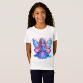 輝く蝶の羽を持つ魔法の妖精のプリンセス Tシャツ (正面フル)