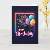 輝く誕生日フレームカード カード (黄色い花)