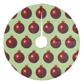 輝く赤いボールメリークリスマスオーナメントオン緑 フリース ツリースカート