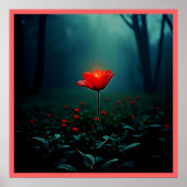 輝く赤い一輪の花の芸術 ポスター (正面)