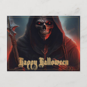 輝く赤い目 死神 ハロウィン アート シーズンポストカード