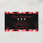 輝く赤い黒の輝く宝石のイニシャル スタイリッシュ 名刺 (裏面)