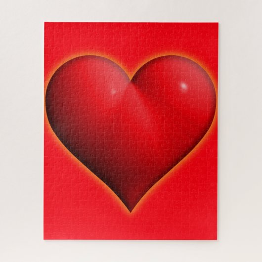 輝く赤い3Dハート ジグソーパズル (縦)