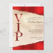 輝く赤と金のゴージャスVIPパーティー 招待状 (正面)