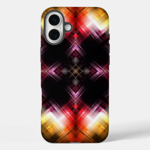 輝く赤と金の光を放つファイアープリズムアブストラクト iPhone 16 PLUSケース