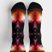 輝く赤と金ゴールドグローを備えた炎のプリズム抽象芸術 ソックス (上部)