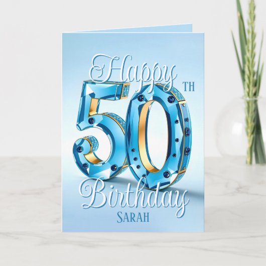 輝く輝きを放つ洗練された50誕生日 カード (正面)