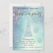 輝く輝く青い雪の結晶クリスマス企業の 招待状 (正面)