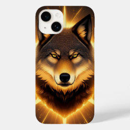 輝く金のオオカミのイラスト Case-Mate iPhone 14ケース
