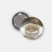 輝く金のダイヤモンドリング マグネット (正面/裏面)