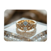 輝く金のダイヤモンドリング マグネット (横)