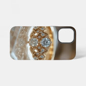 輝く金のダイヤモンドリング iPhoneケース (裏面横)