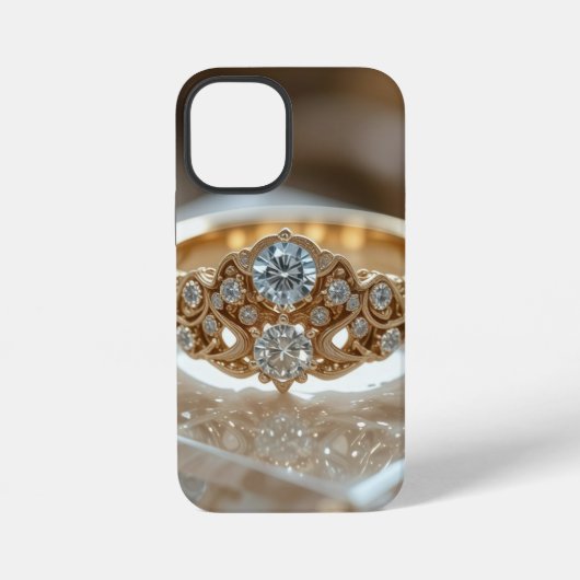 輝く金のダイヤモンドリング iPhoneケース (裏面)
