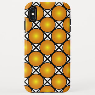 輝く金のドット 黒と白の格子模様 iPhone XS MAXケース