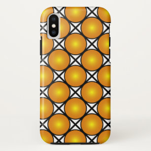 輝く金のドット 黒と白の格子模様 iPhone XSケース