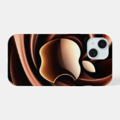 輝く金のリンゴ リキッドメタル リボン iPhone 15ケース (裏面横)