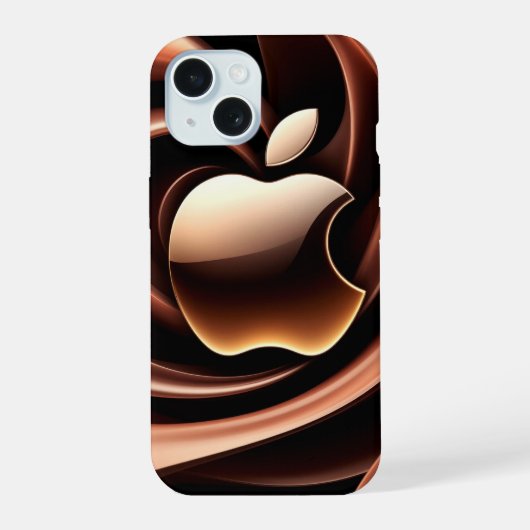 輝く金のリンゴ リキッドメタル リボン iPhone 15ケース (裏面)