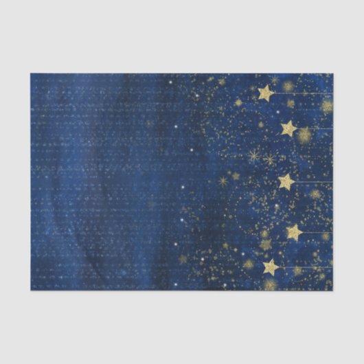 輝く金の星が光る夜空のカスタムギフト 薄葉紙 (正面)