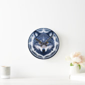 輝く金の瞳のオオカミの肖像 ラウンド壁時計 (ホーム)