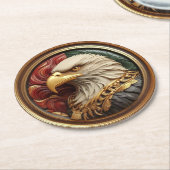 輝く金の鷹 ラウンドペーパーコースター (アングル)