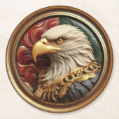 輝く金の鷹 ラウンドペーパーコースター (正面)