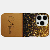 輝く金ゴールドきらめき(グリッター – レザー) Case-Mate iPhoneケース (裏面 (横))