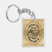 輝く金ゴールドで聖書の聖句をエレガント奨励する キーホルダー (正面左)
