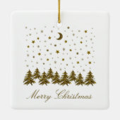 輝く金ゴールドクリスマスツリー、月、星 セラミックオーナメント (裏面)