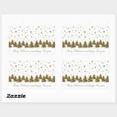 輝く金ゴールドクリスマスツリー、月、星 長方形シール (シート)