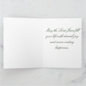 輝く金ゴールドクリスマスツリー、月、緑に星 カード (内部)